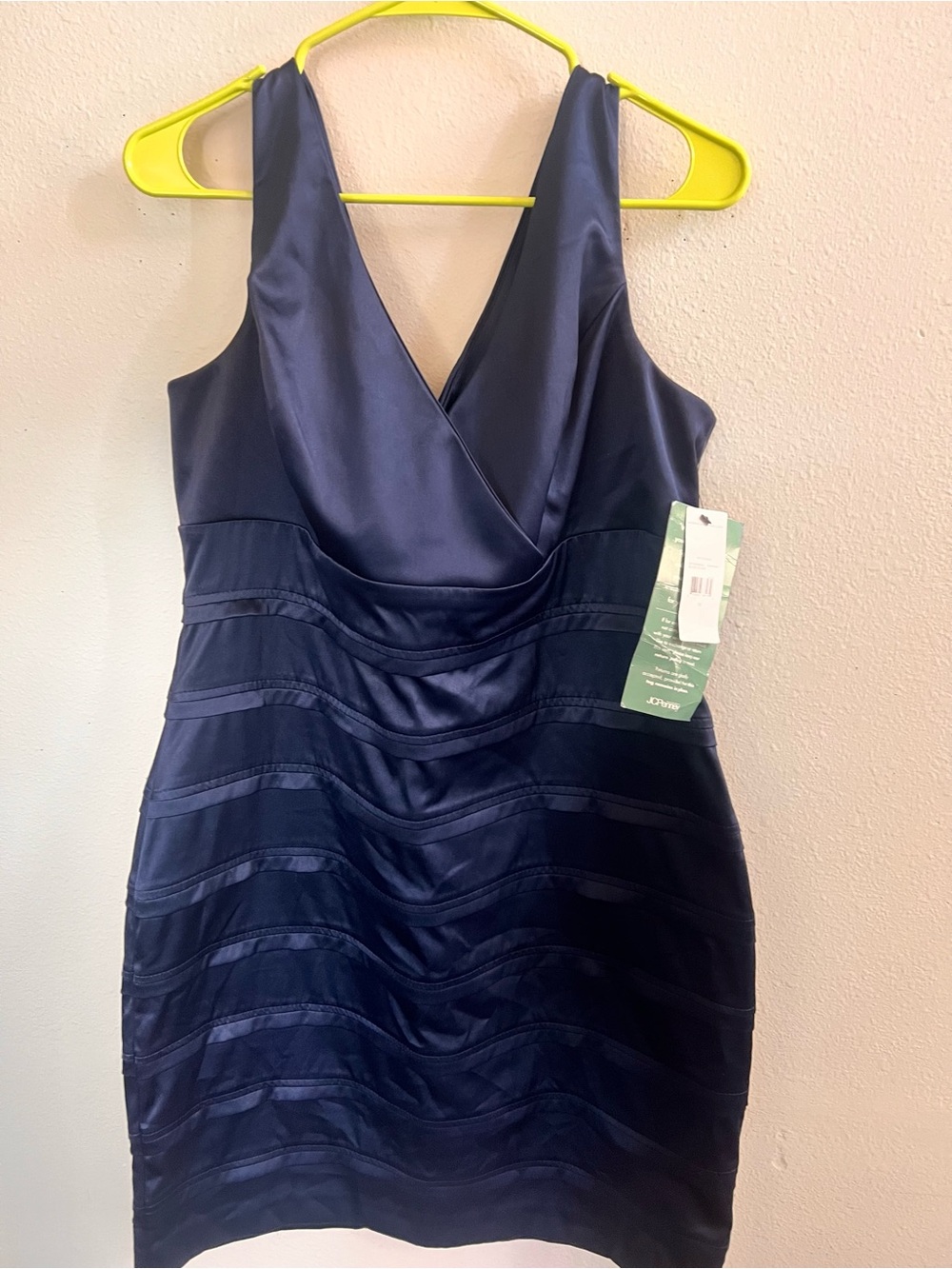 NWT American Living Navy Satin V-Neck Mini Dress